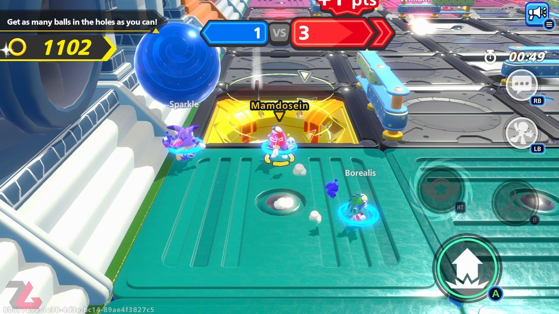 مینی‌ گیم تیمی توپ بازی در بازی Sonic Rumble