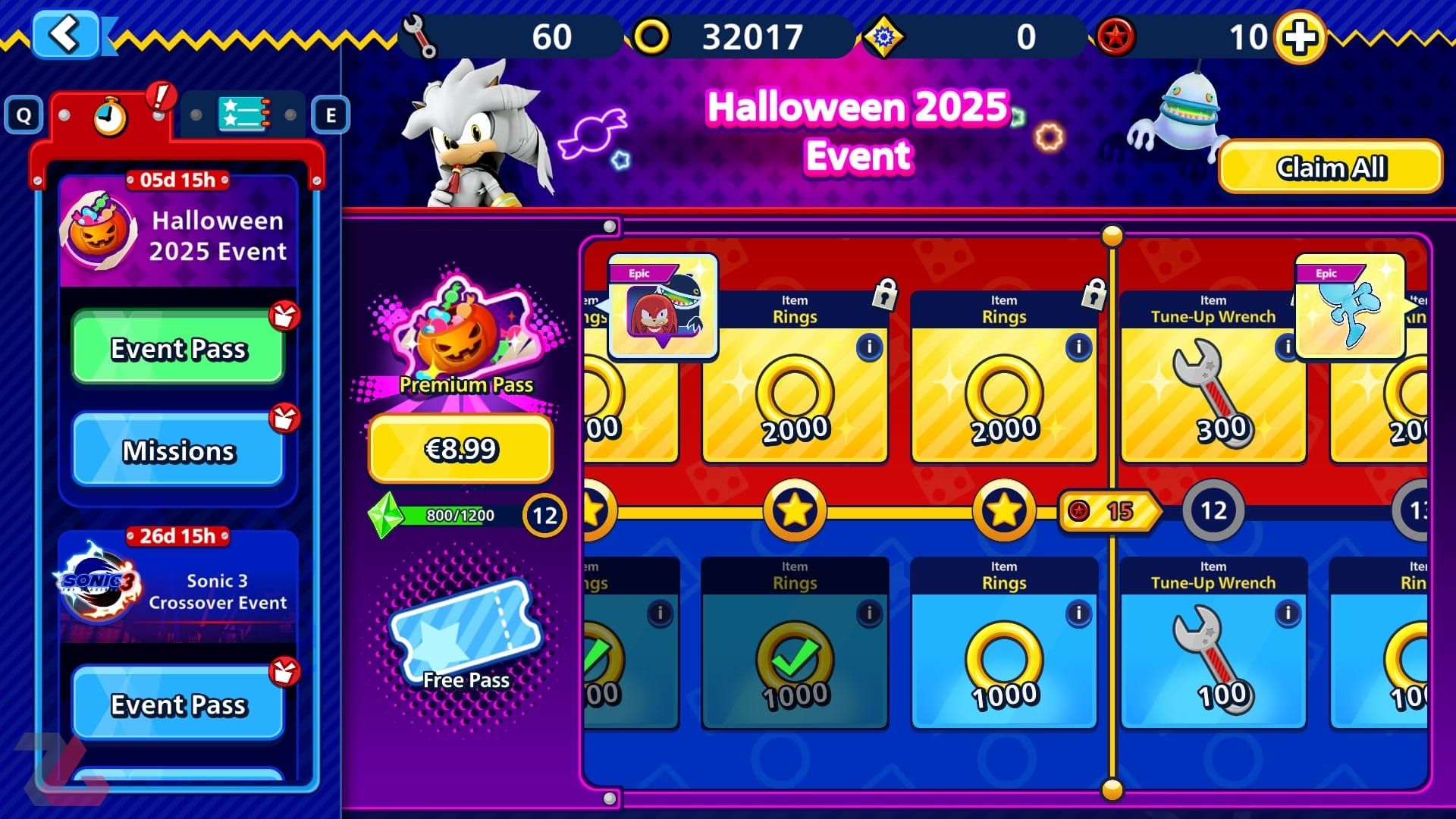 یک نمونه از ایونت پس‌های بازی Sonic Rumble