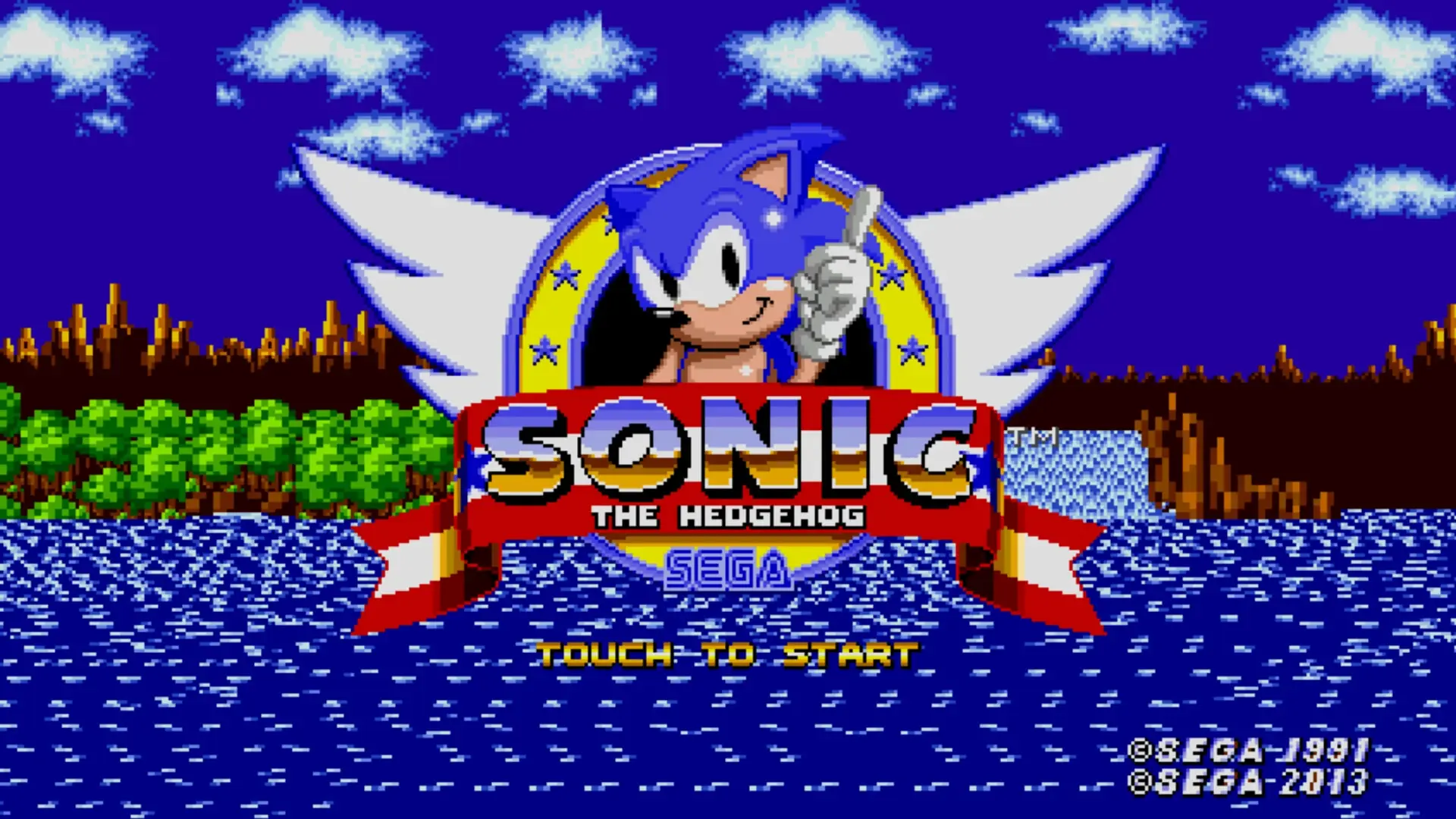شخصیت سونیک (Sonic the Hedgehog) در منوی شروع بازی کلاسیک سگا