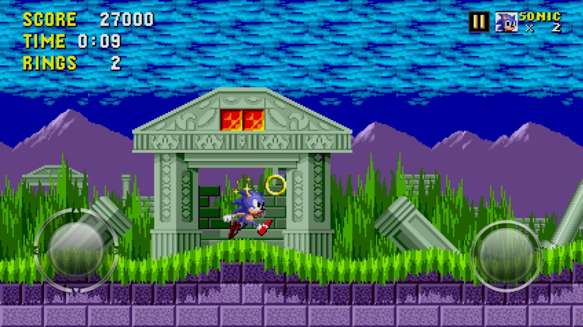 شخصیت سونیک (Sonic the Hedgehog) در حال دویدن در مرحله‌ای از بازی کلاسیک