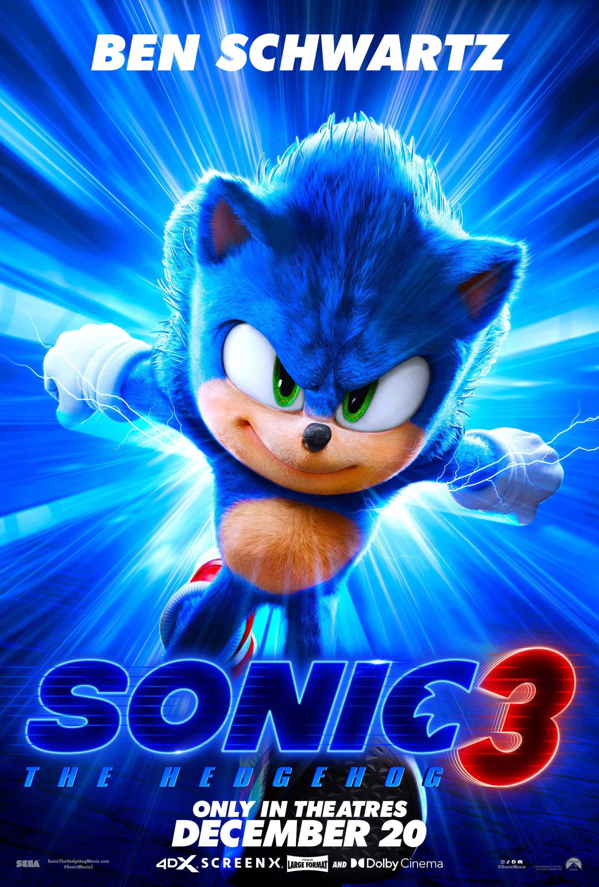 پوستر سونیک در فیلم Sonic the Hedgehog 3