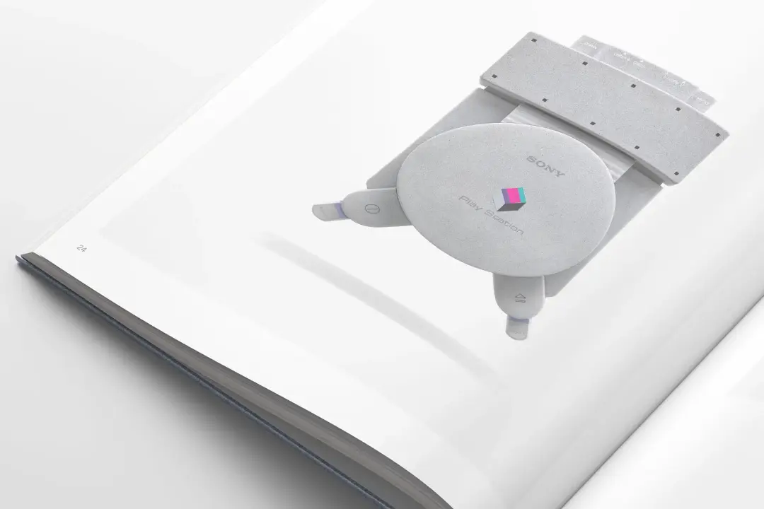 کتاب ویژه سی‌امین سالگرد پلی‌استیشن (PlayStation) روی صفحه باز کتاب
