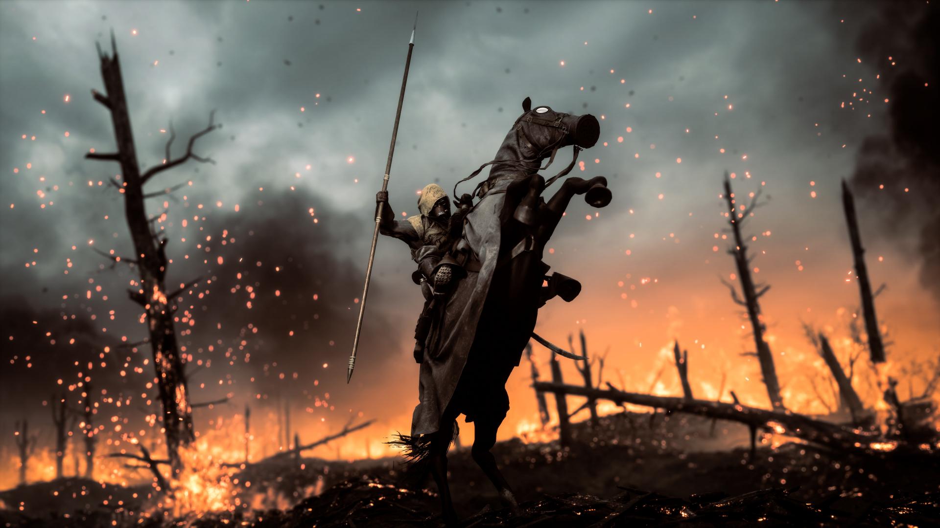 سرباز نیزه به دست و سوار بر اسب در بازی Battlefield 1