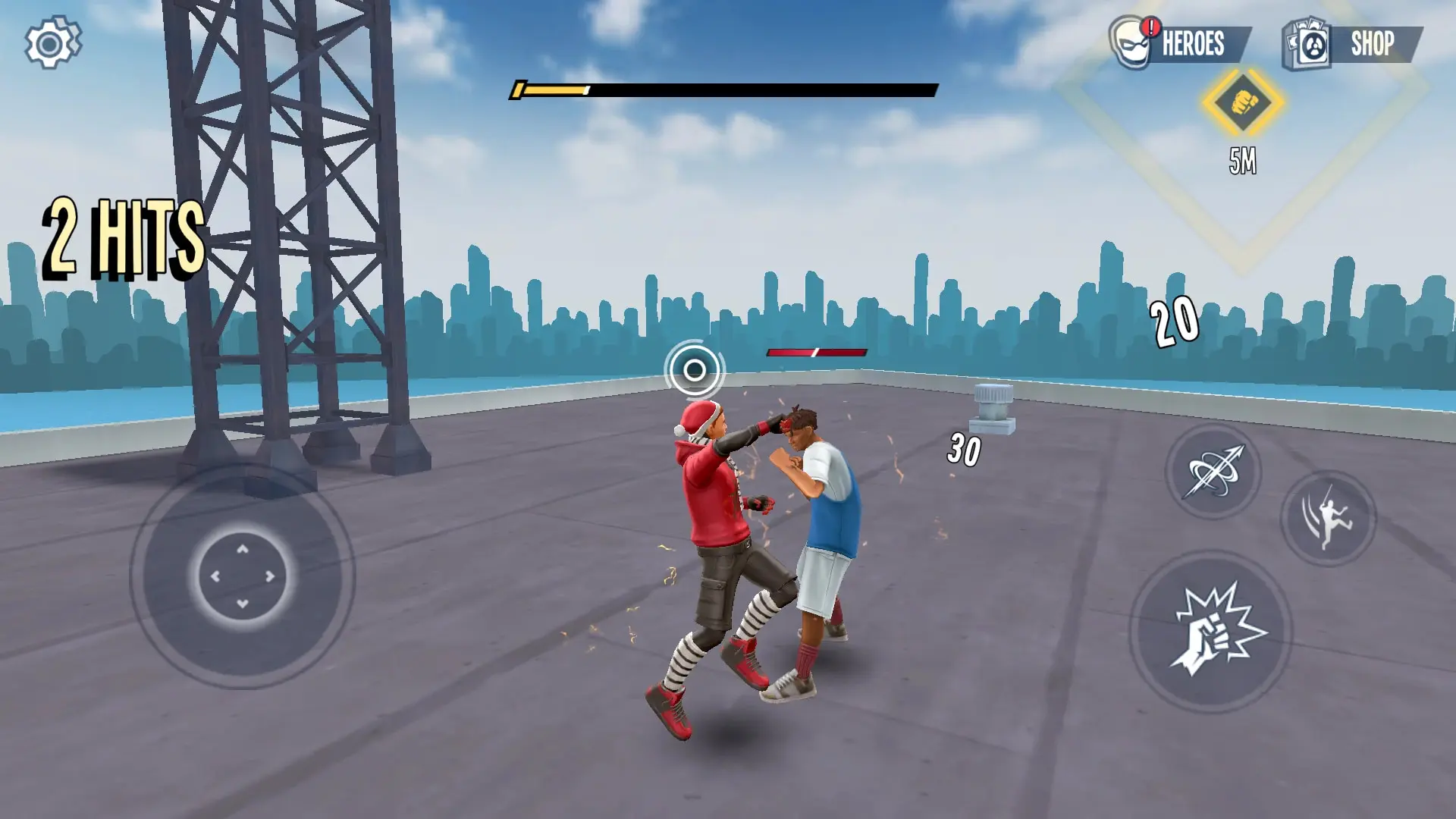 مبارزه دو شخصیت در محیط پشت‌بام در بازی Spider Fighter 3