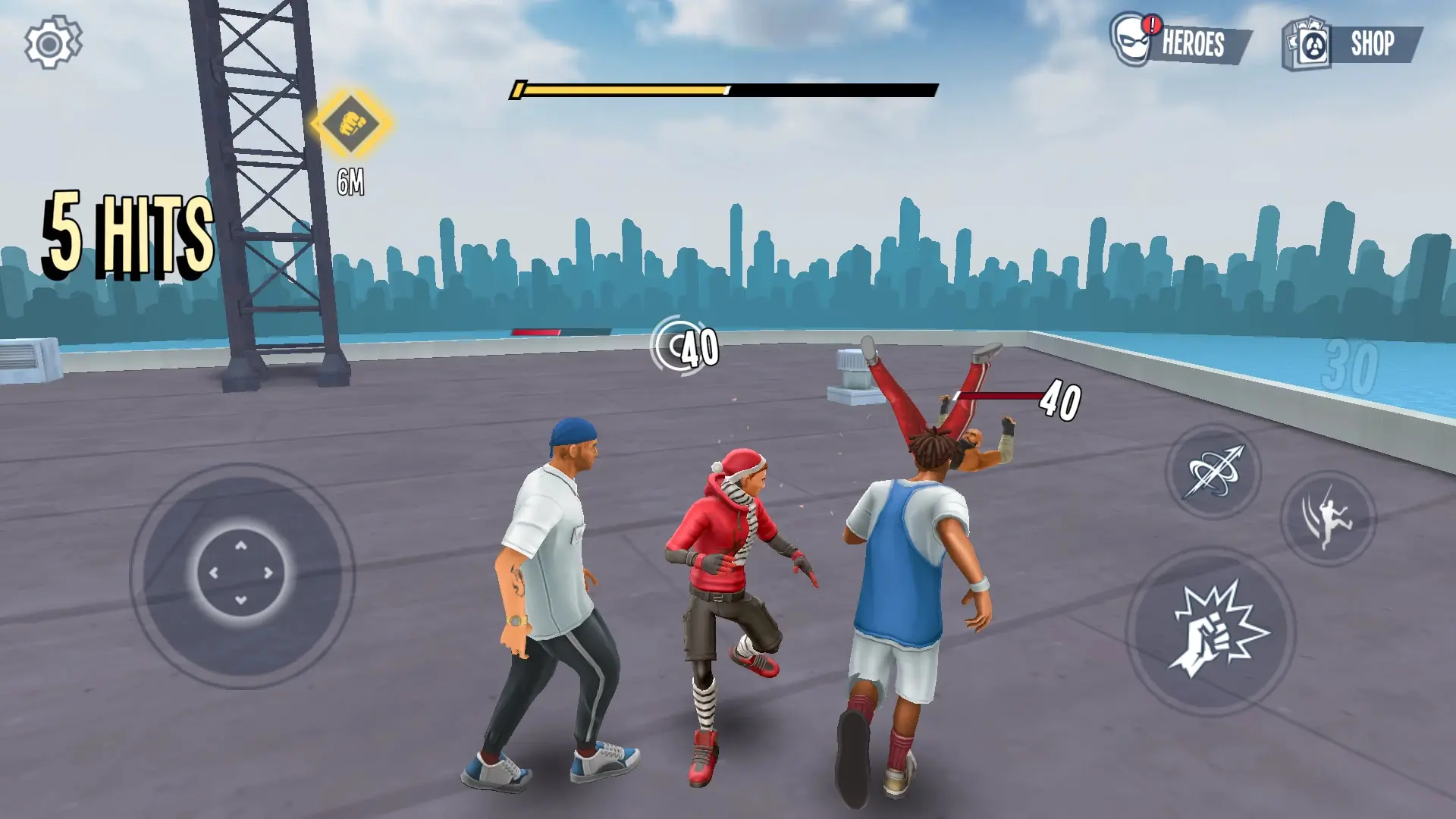 مبارزه شخصیت‌های بازی Spider Fighter 3 در محیطی شهری روی پشت‌بام