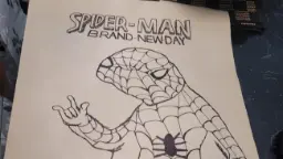 طرح سیاه و سفید از شخصیت مرد عنکبوتی (Spider-Man) با عنوان Brand New Day