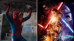 پوستر فیلم جنگ ستارگان (Star Wars) در کنار تصویر مرد عنکبوتی (Spider-Man)