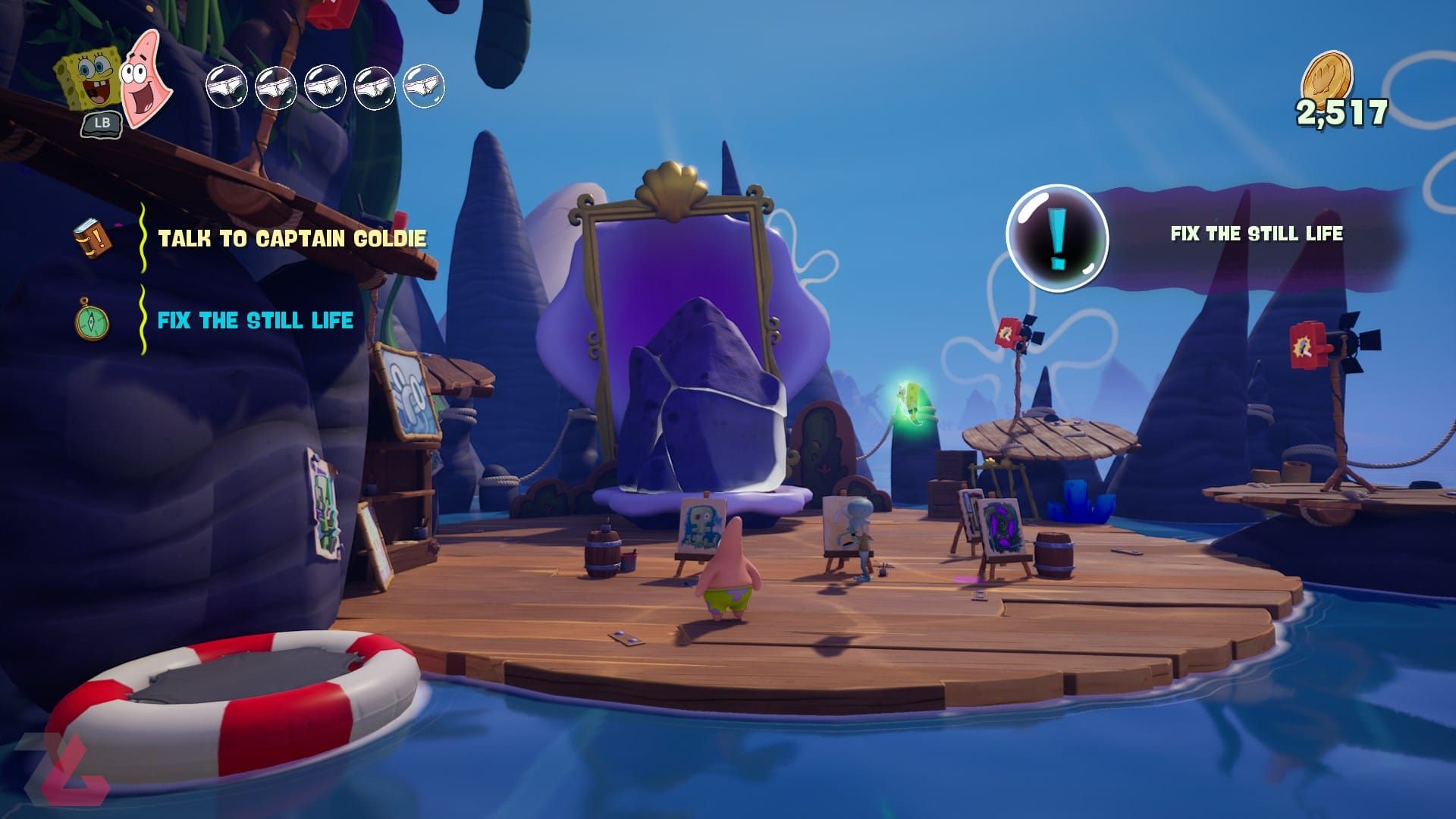 اختاپوس در حال نقاشی در یک مرحله فرعی بازی SpongeBob SquarePants Titans of the Tide