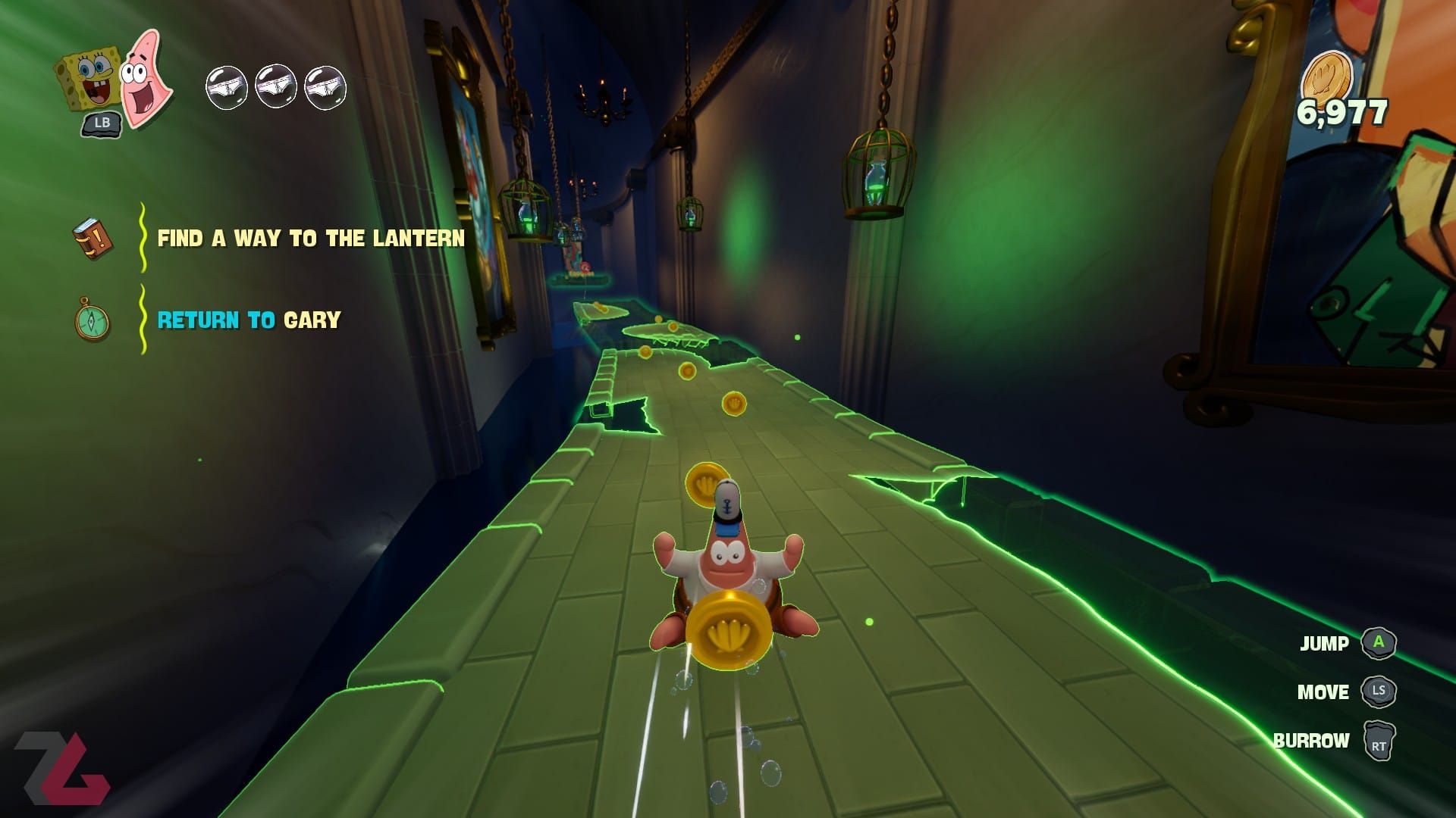 سر خوردن پاتریک در بازی SpongeBob SquarePants Titans of the Tide