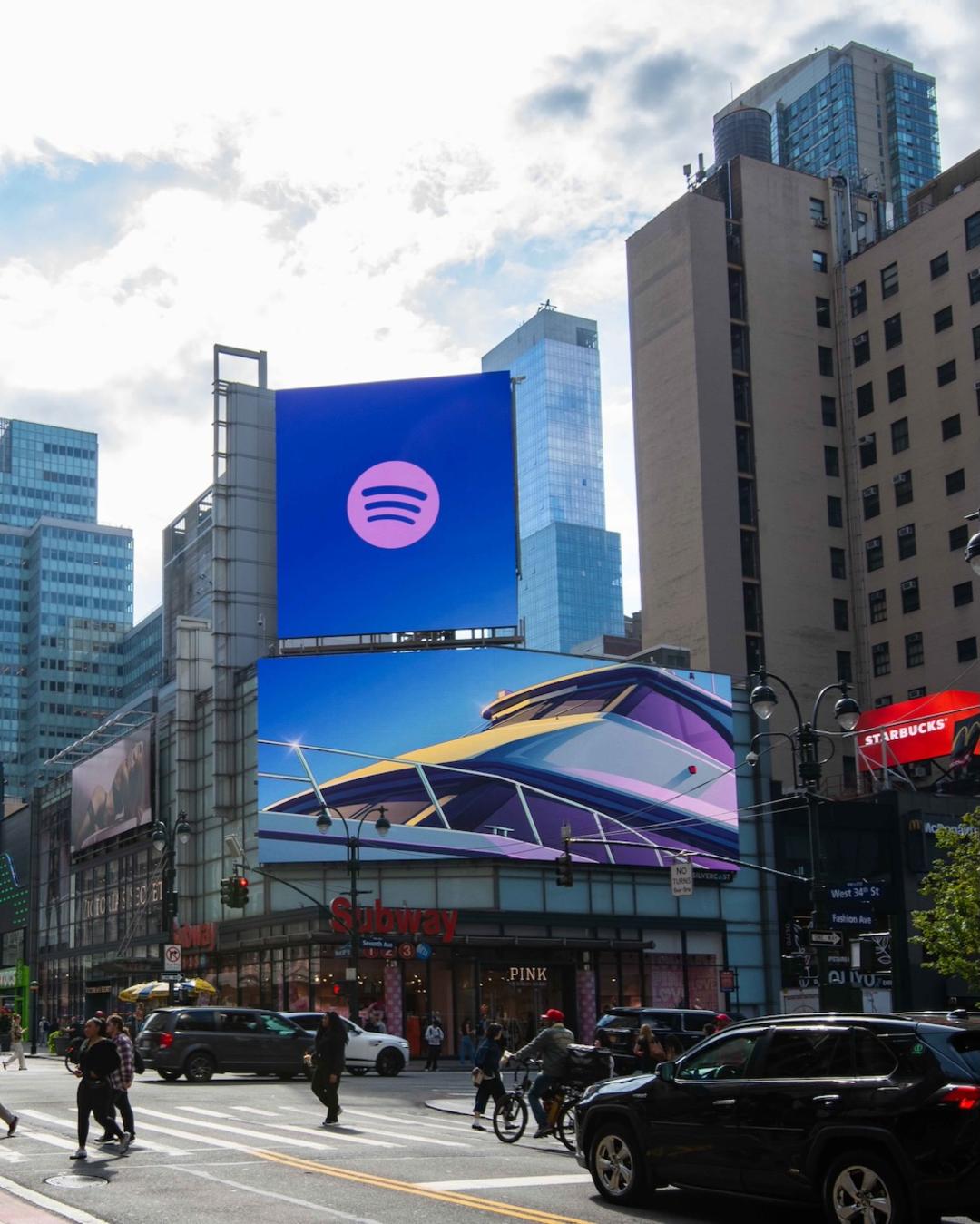بیلبورد تبلیغاتی اسپاتیفای (Spotify) با طرح بازی GTA 6 در خیابان