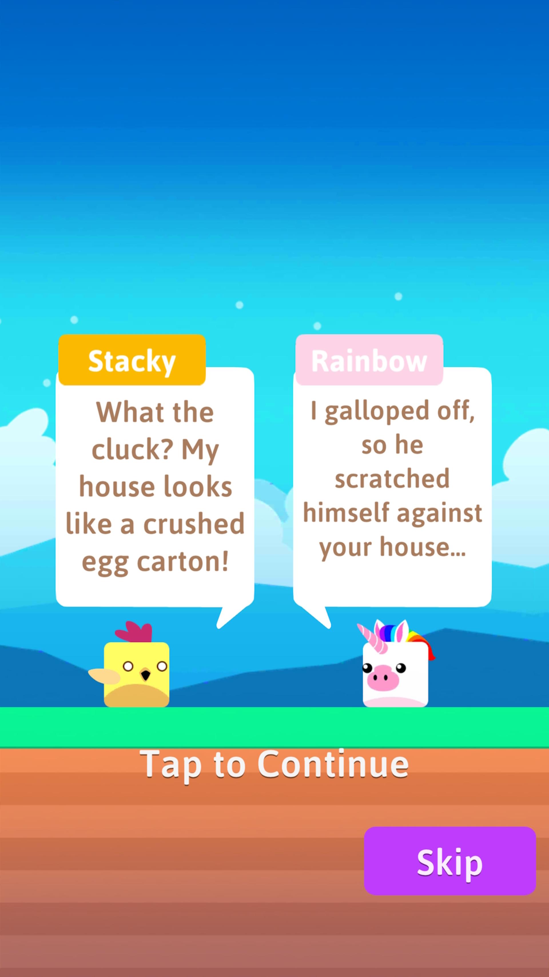 گفت‌وگوی حیوانات در بازی Stacky Bird: Fun Offline Game