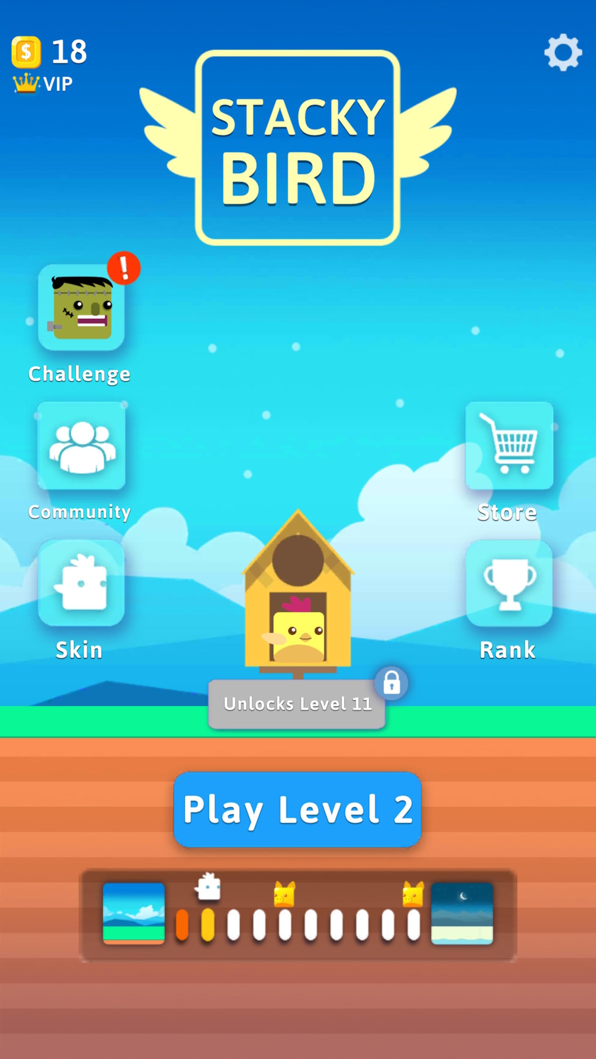 منوی اصلی بازی Stacky Bird: Fun Offline Game