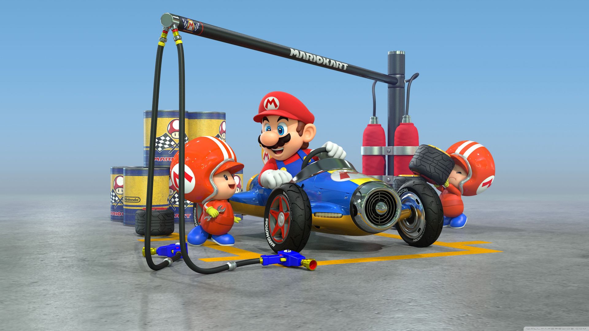 ایستگاه سوخت‌رسانی و تعمیر ماشین‌های مسابقه در بازی Mario Kart 8 Deluxe