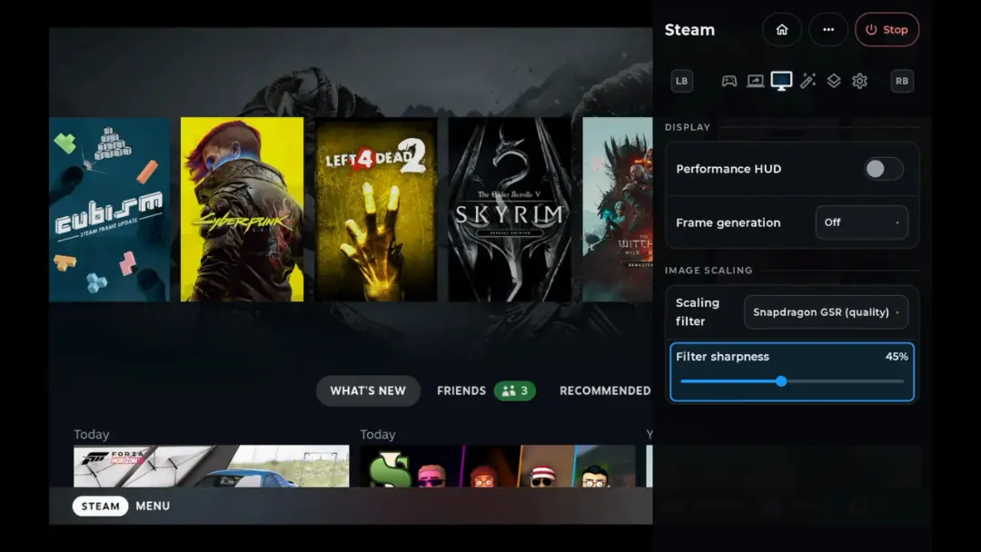 کاور بازی‌های Cyberpunk و Skyrim در رابط کاربری استیم (Steam) برای موبایل
