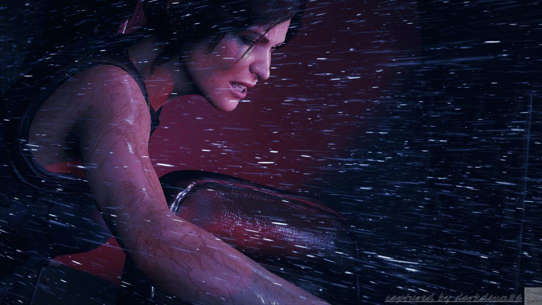 درگیری لارا کرافت (Lara Croft) با طوفان در بازی Shadow of the Tomb Raider