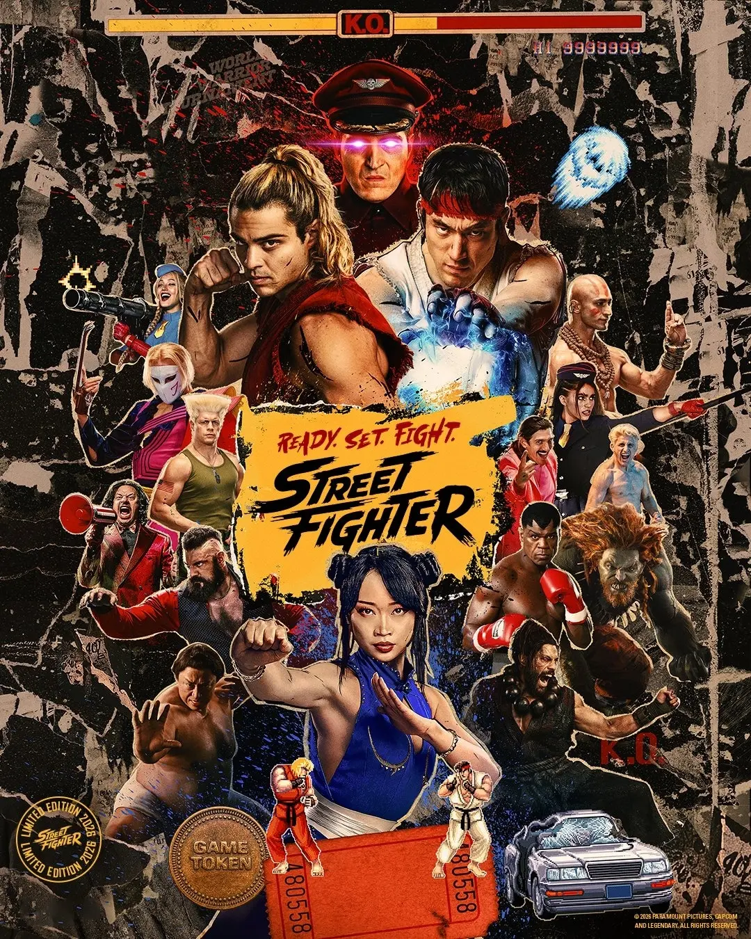شخصیت‌های مختلف فیلم استریت فایتر (Street Fighter) در یک پوستر تبلیغاتی