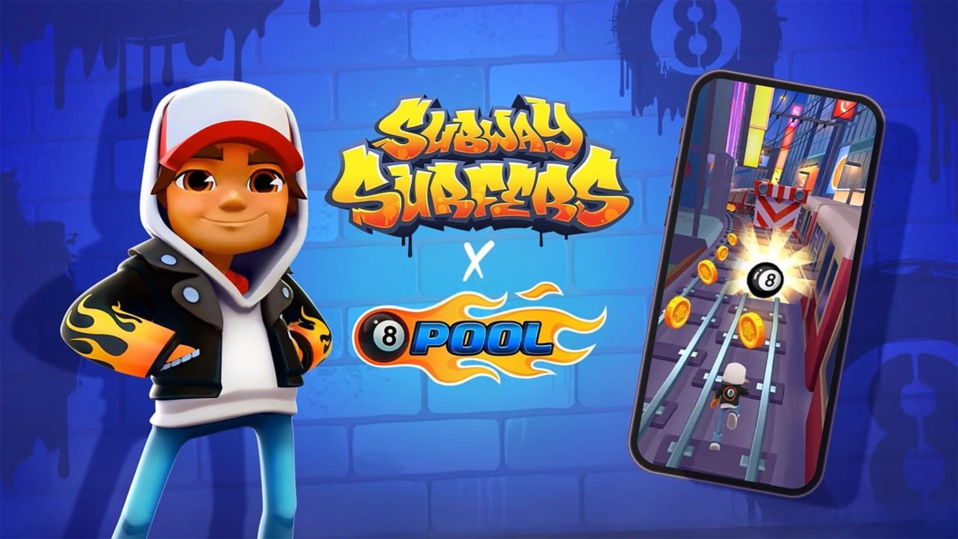 کراس اور بازی Subway Surfers با 8 Ball Pool