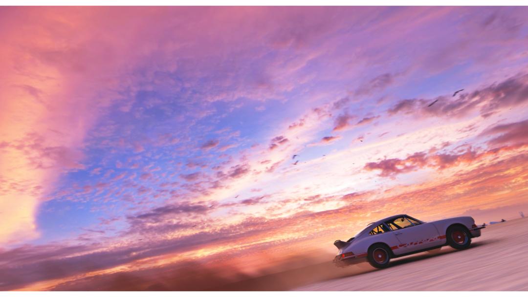 رانندگی هنگام طلوع خورشید در بازی Forza Horizon 5