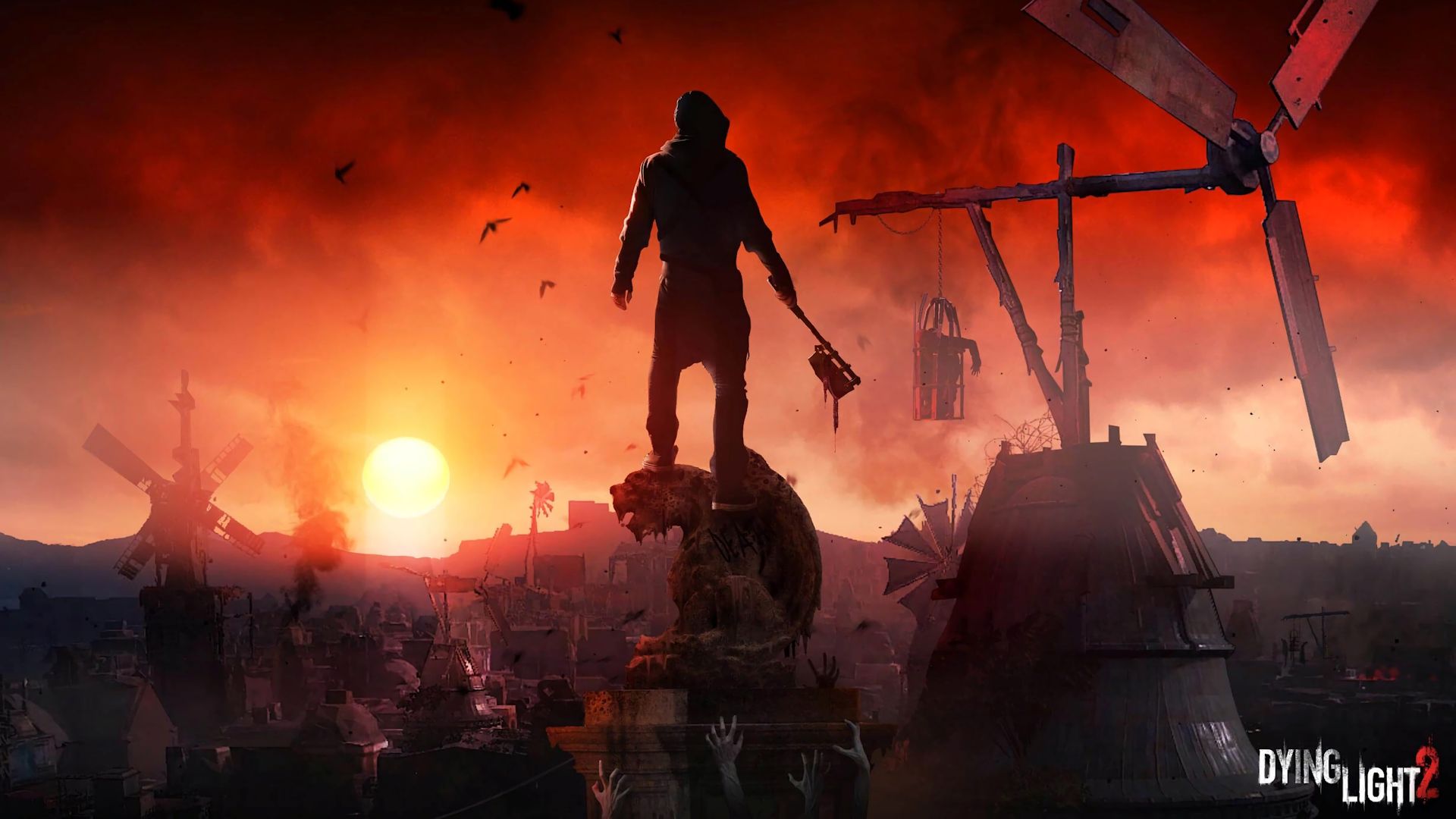 شخصیت اصلی بازی Dying Light 2 Stay Human در حال تماشای غروب خورشید