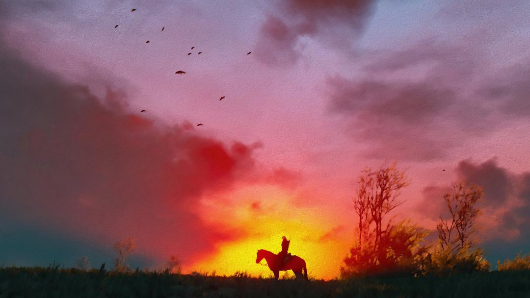 لحظه غروب خورشید در بازی The Witcher 3: Wild Hunt