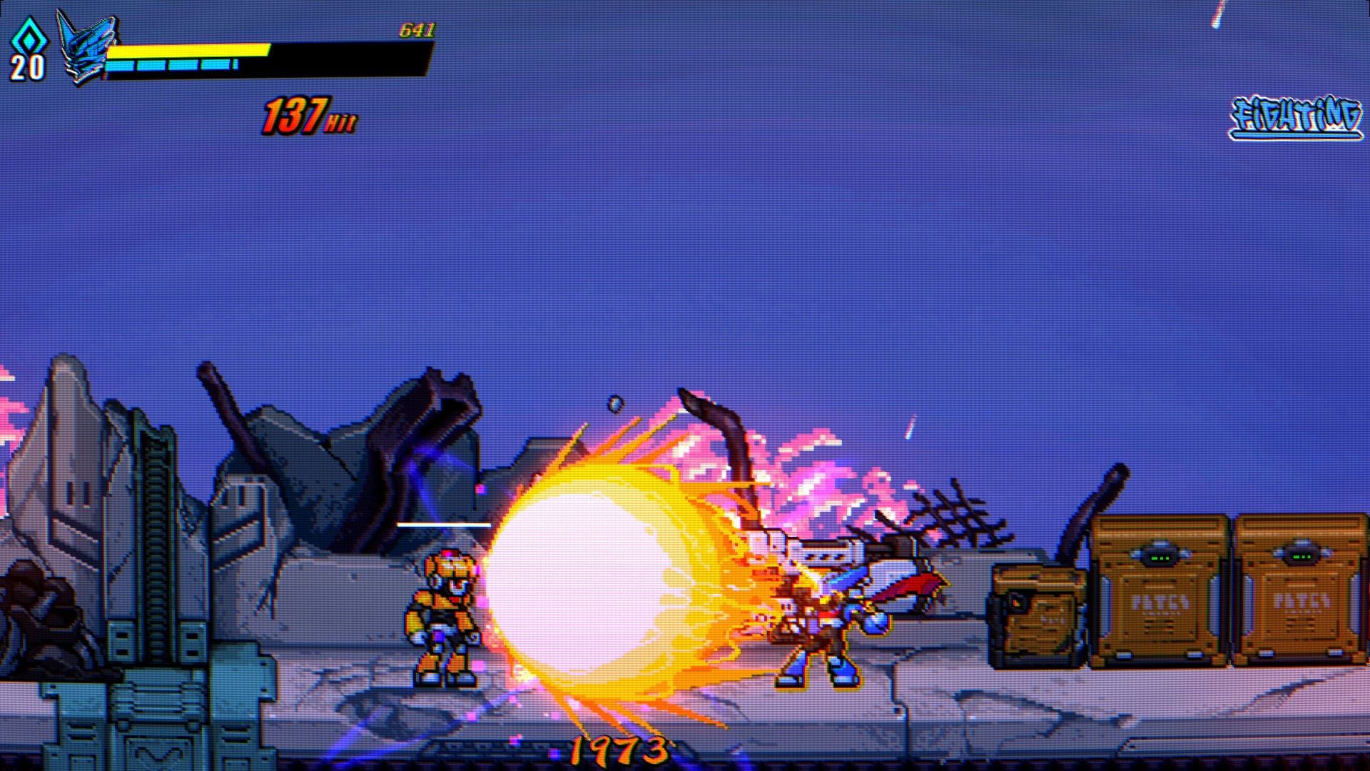 استفاده شخصیت اصلی از قدرت ویژه در بازی Super Alloy Crush