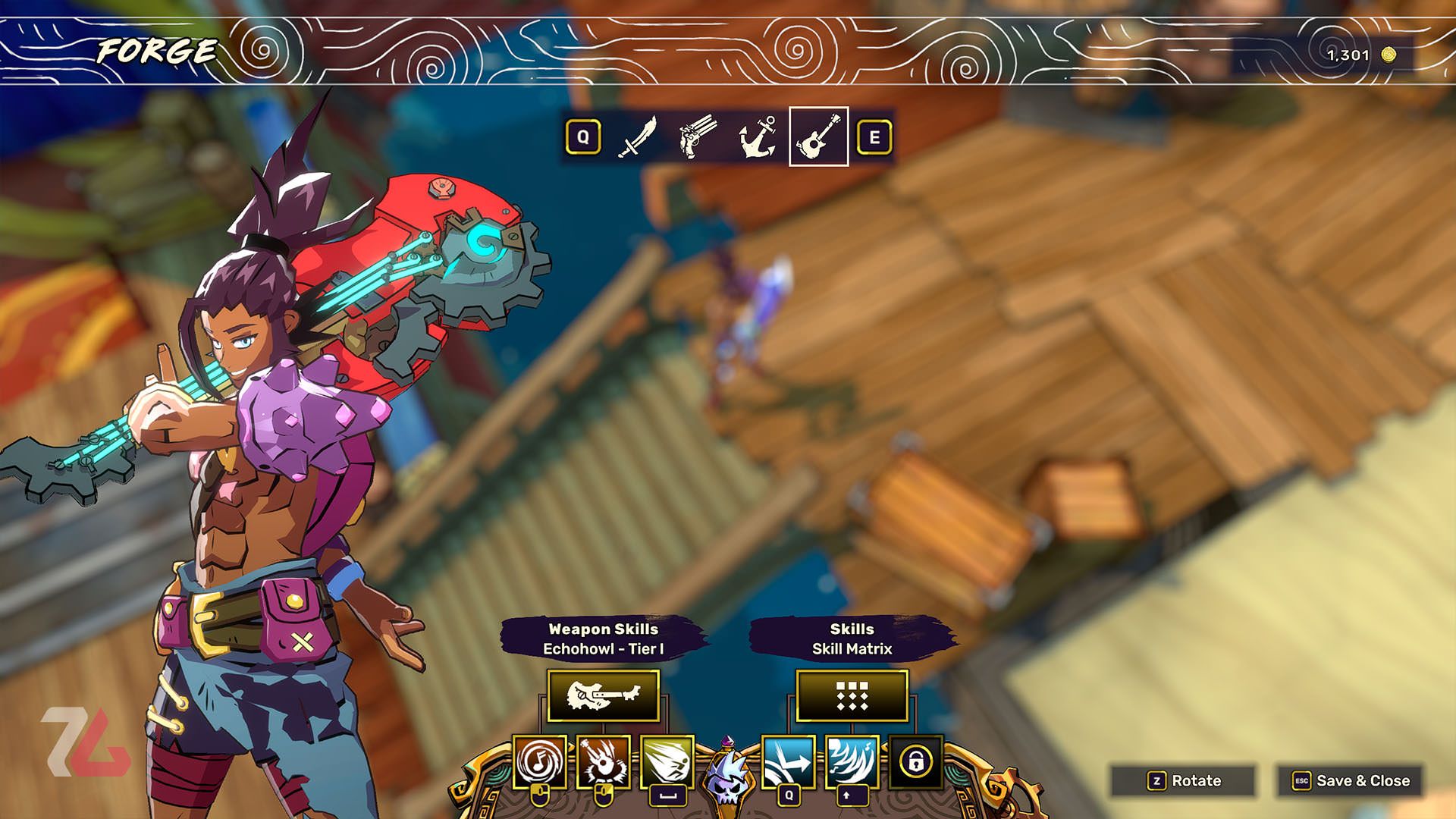 ارتقا سلاح‌ها در بازی surfpunk