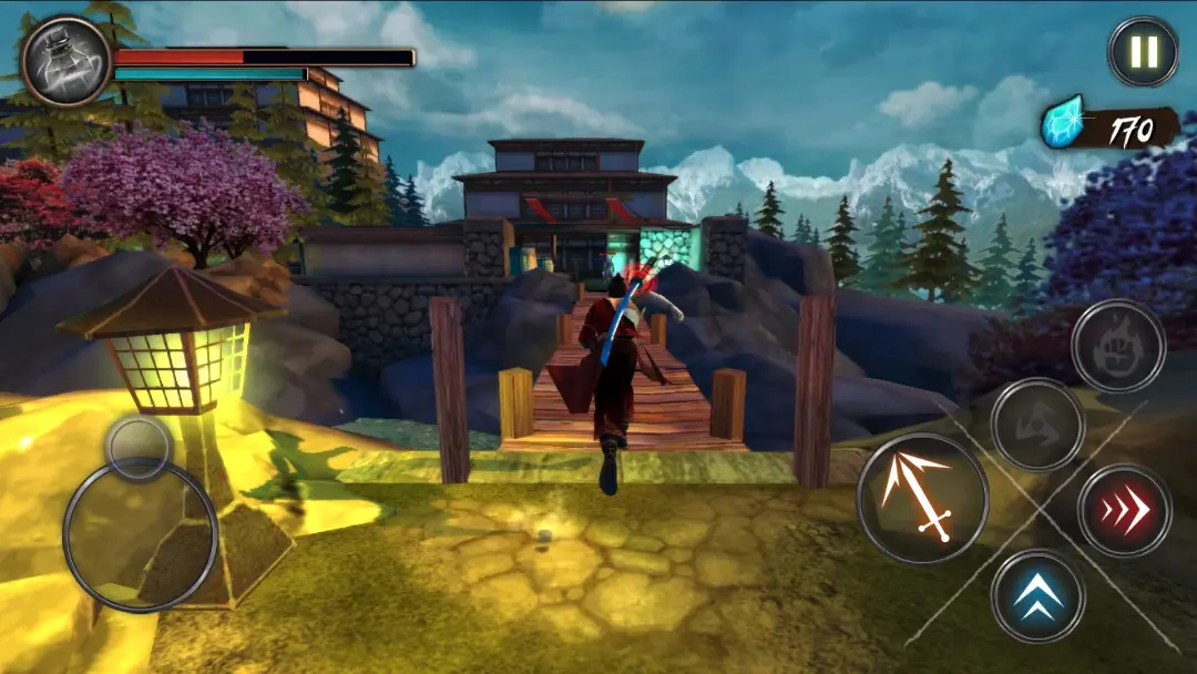 شخصیت نینجا در محیط بازی موبایل Takashi Ninja Samurai