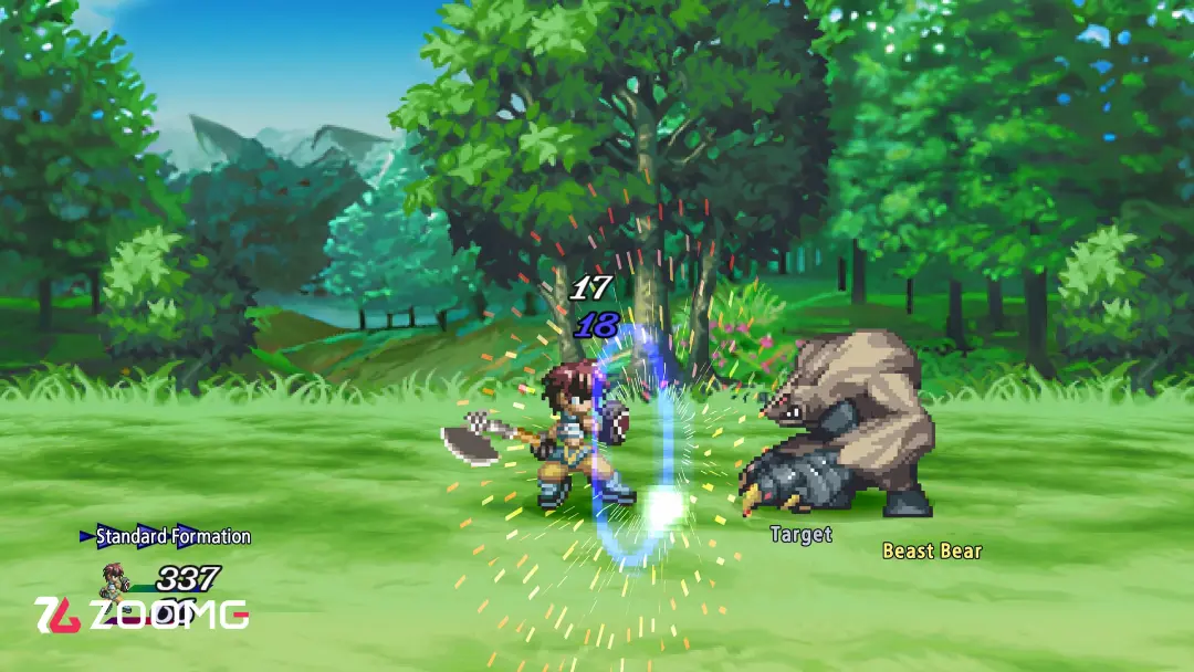 مبارزه شخصیت اصلی با هیولای Beast Bear در بازی Tales of Eternia Remastered