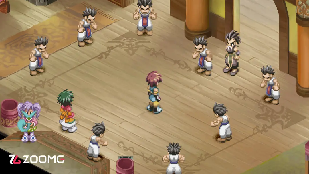 شخصیت‌های بازی Tales of Eternia Remastered در محیطی دوبعدی با گرافیک پیکسل‌آرت