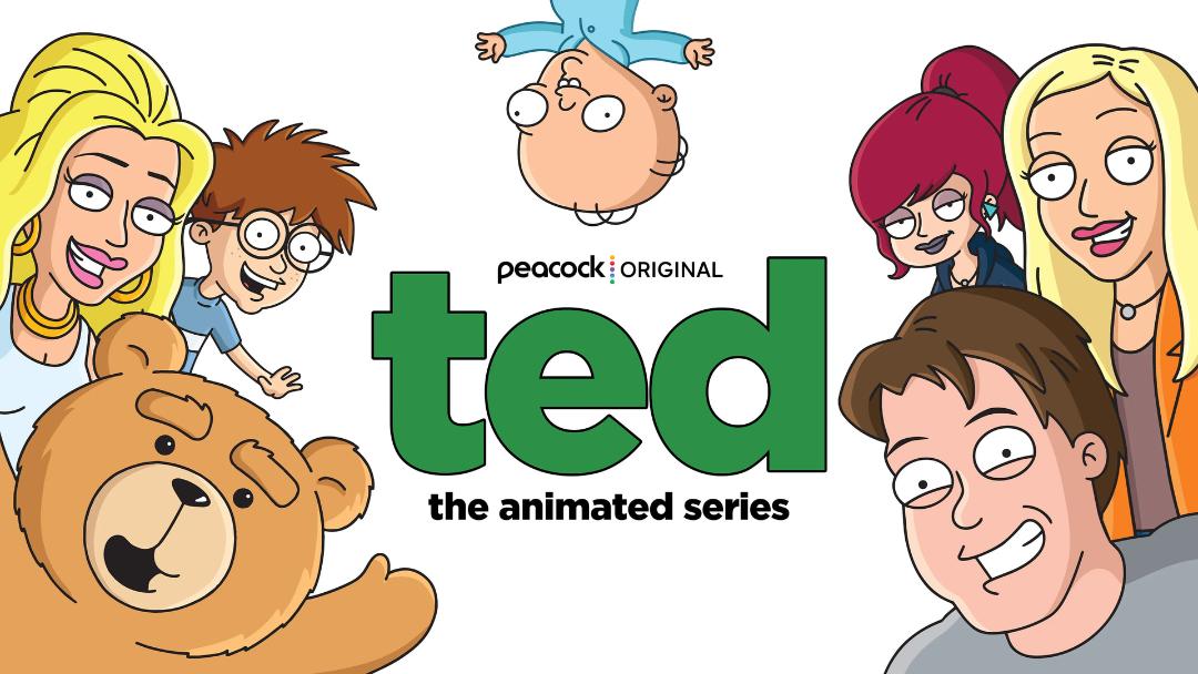 شخصیت‌های انیمیشن سریالی تد (Ted) در کنار خرس معروف این مجموعه