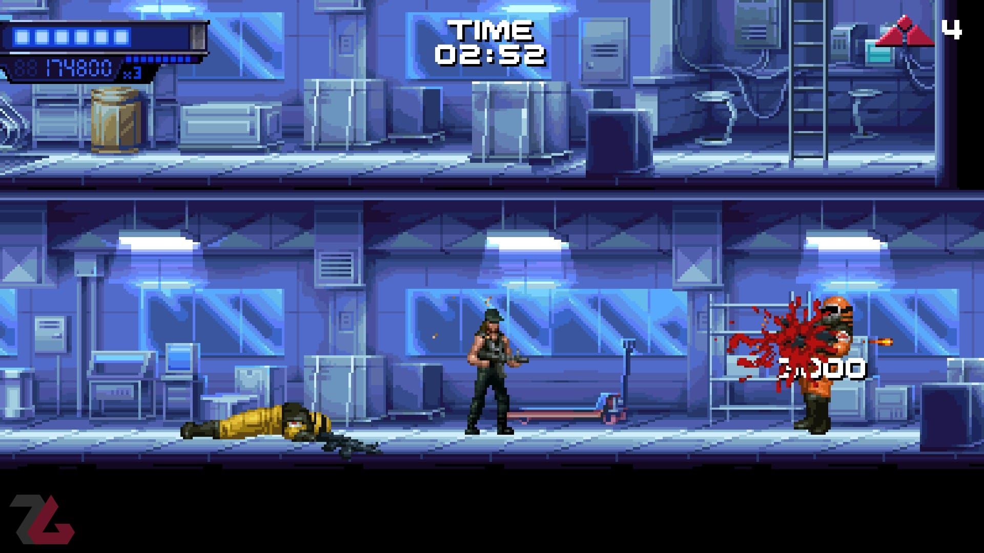 شکافتن جسم دشمنی توسط تیر سارا در بازی Terminator 2D No Fate