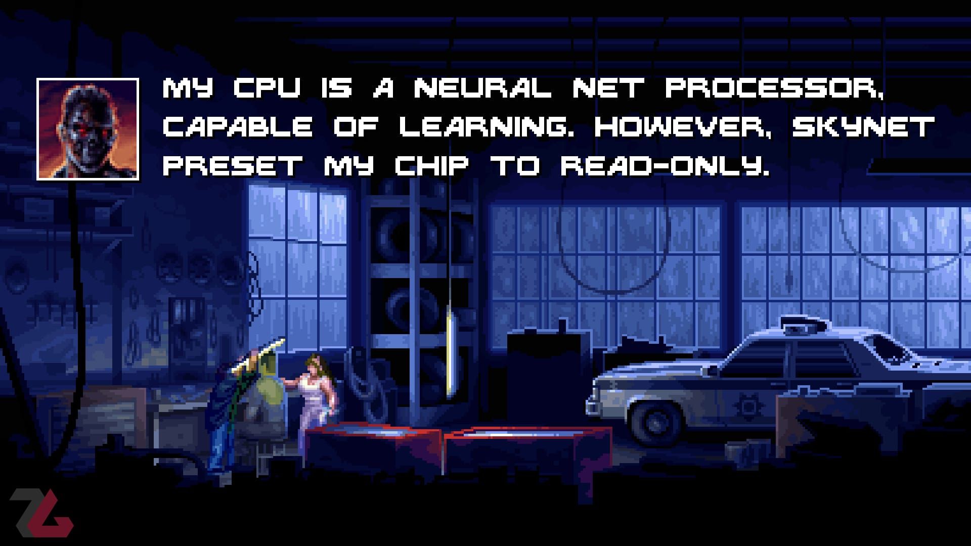 دیالوگ ترمیناتور هشت‌صد با جان و سارا در بازی Terminator 2D No Fate