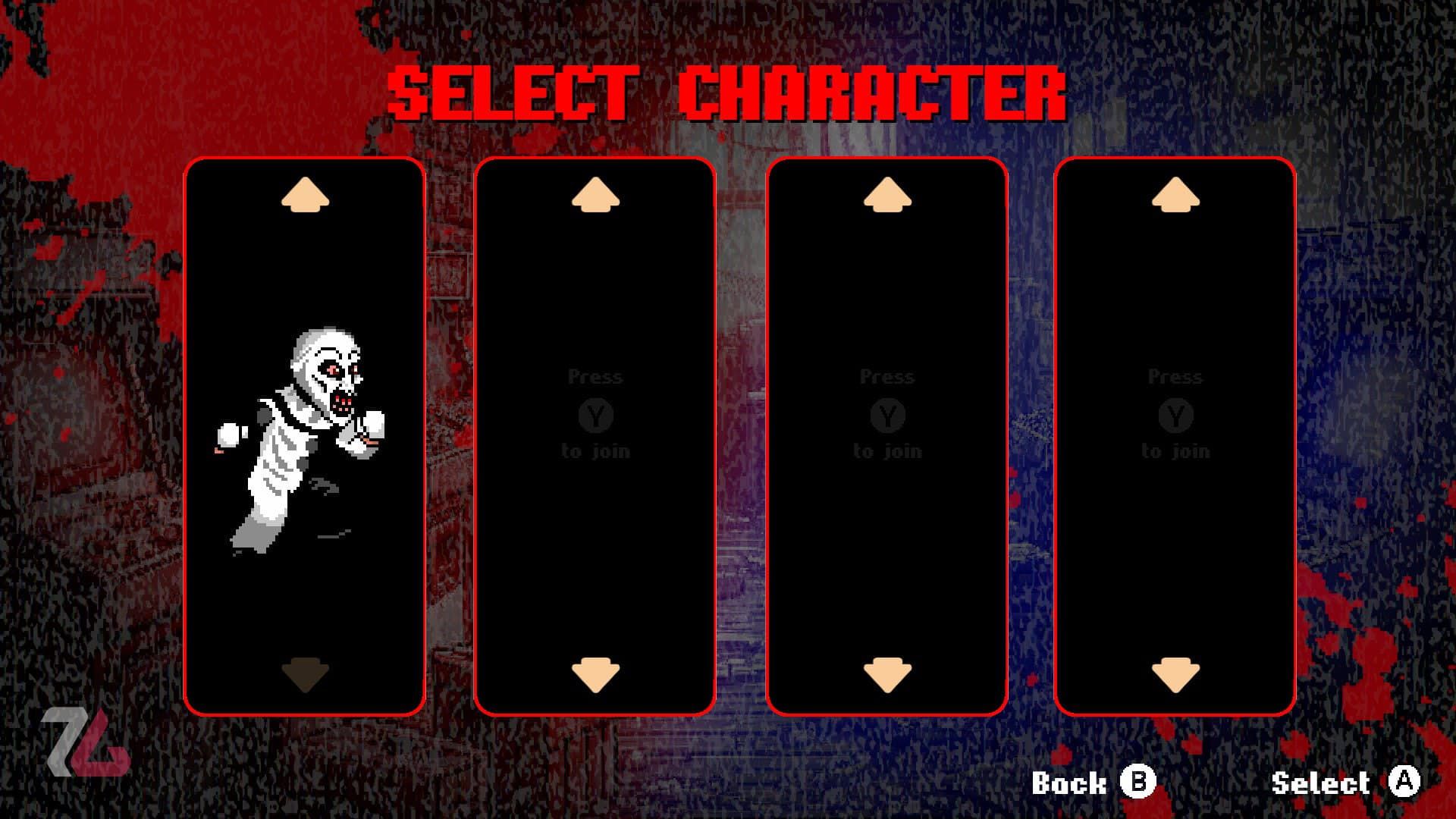 انتخاب شخصیت در بازی Terrifier: The ARTcade Game