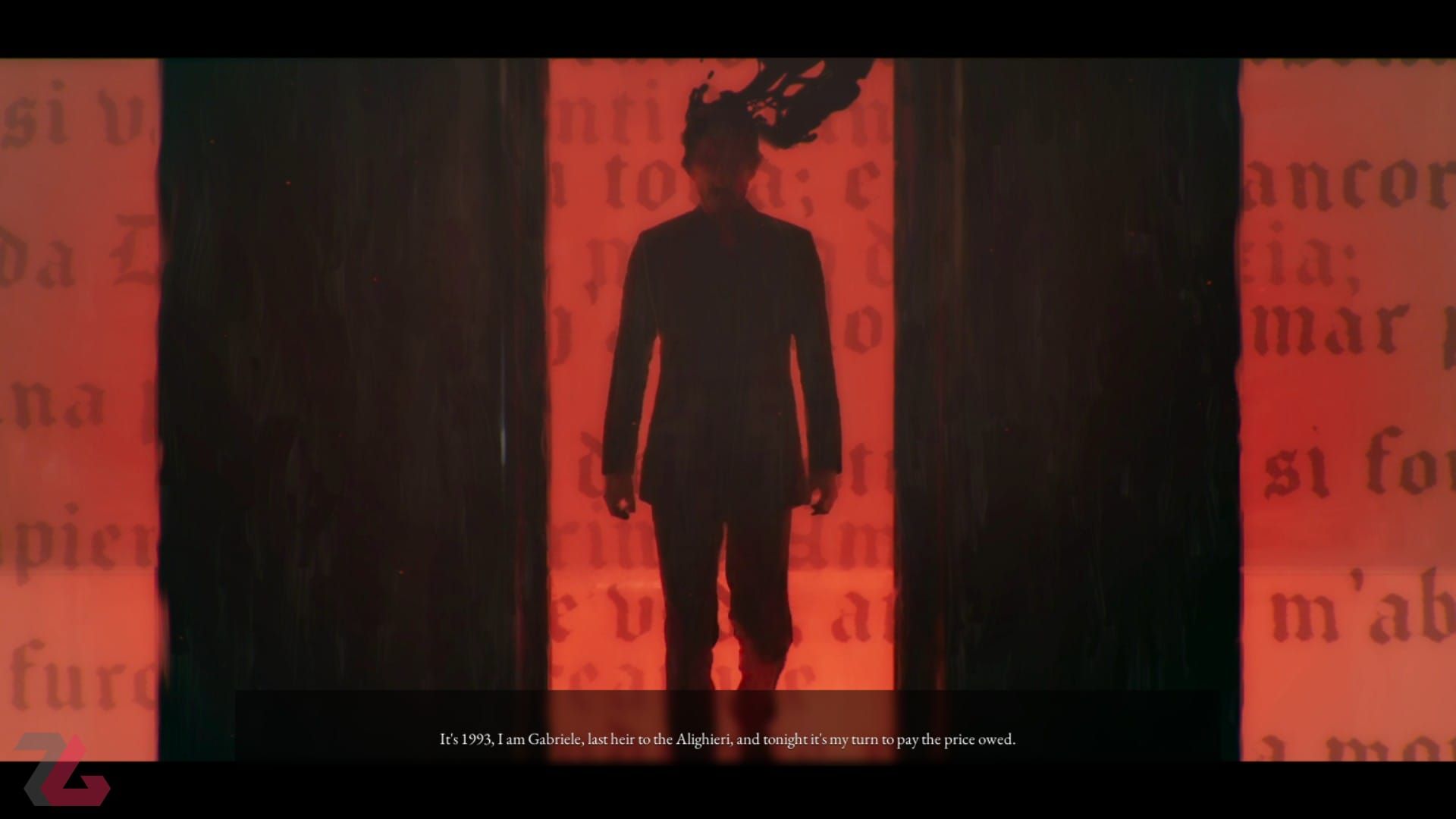 گابریلیه در یک کات‌سین در نسخه دموی بازی The Alighieri Circle Dante's Bloodline