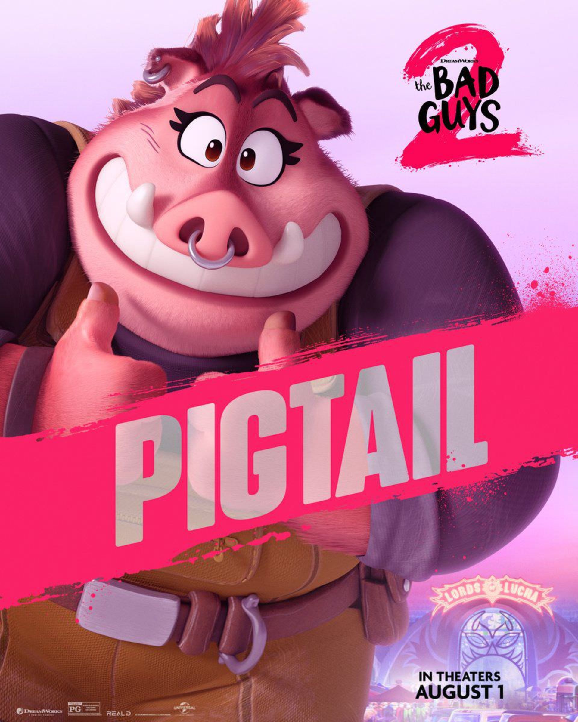 پوستر شخصیت پیگتیل در انیمیشن The Bad Guys 2