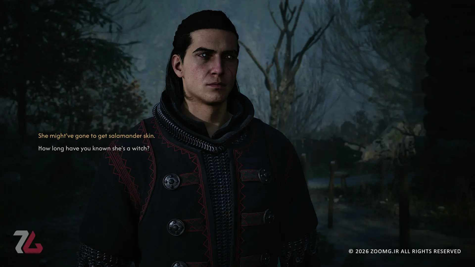 چهره شخصیت مرد در محیط تاریک بازی The Blood of Dawnwalker