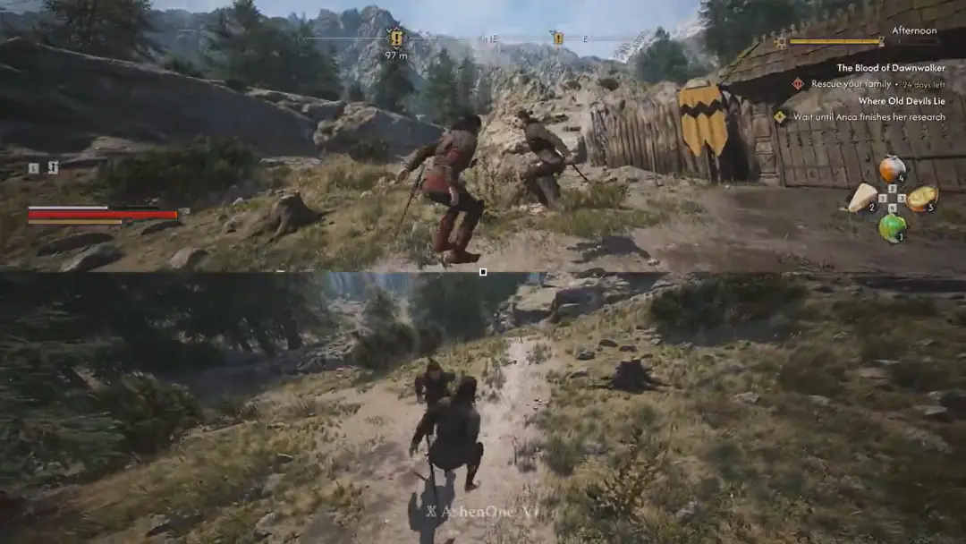 مبارزه دو شخصیت در محیط کوهستانی بازی The Blood of Dawnwalker