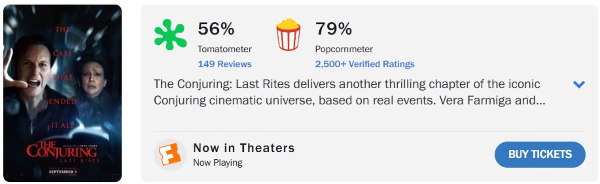 میانگین نقدهای فیلم The Conjuring: Last Rites در راتن تومیتوز