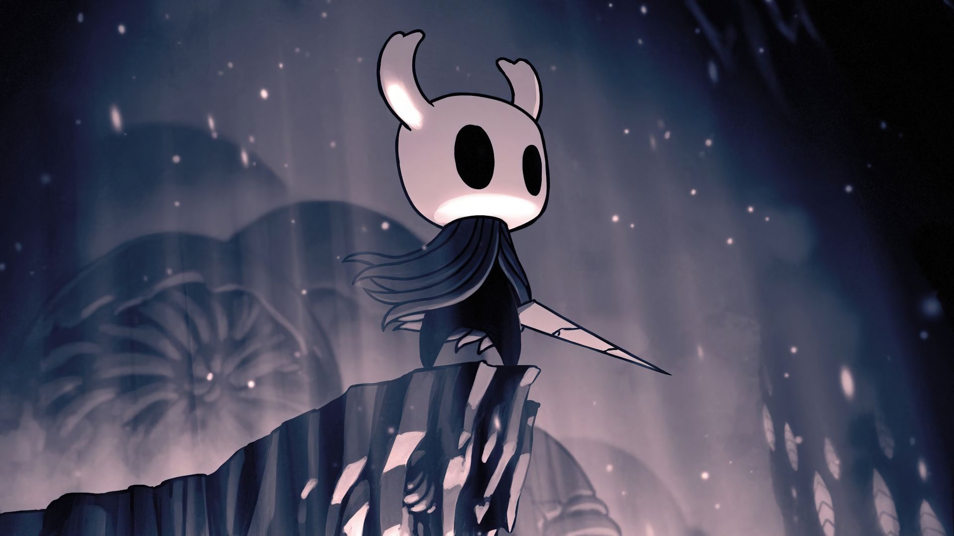 The Knight (شوالیه) بر لبه پرتگاه در بازی Hollow Knight