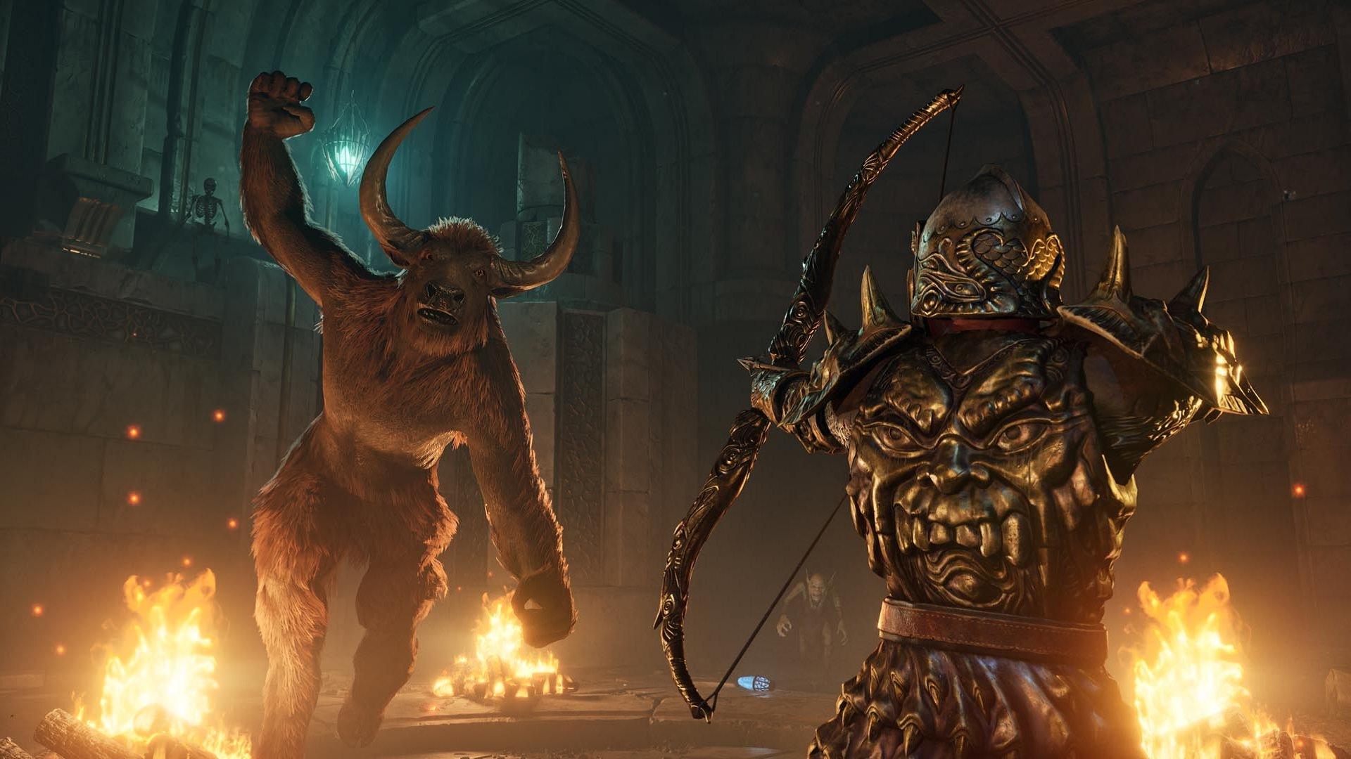 مبارزه با گاو غول‌پیکر در بازی The Elder Scrolls 4: Oblivion Remastered