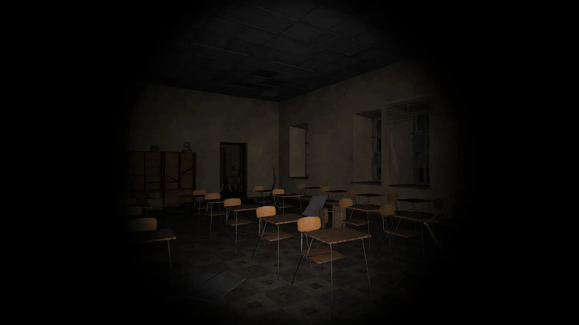اتاق کلاس خالی و متروک در محیط بازی ترسناک The Ghost (The Ghost)