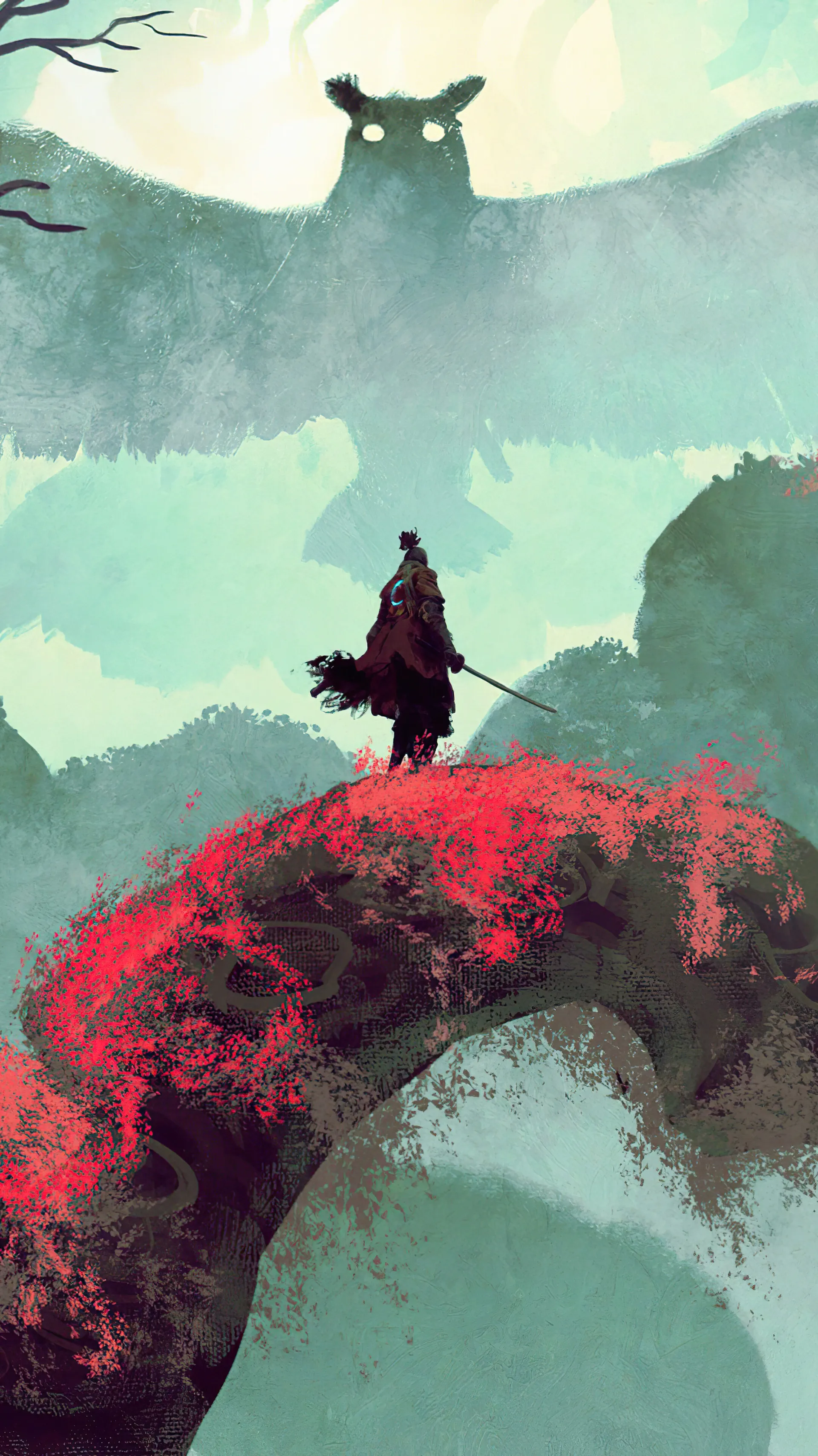 رویارویی شخصیت اصلی بازی Sekiro: Shadows Die Twice و جغد عظیم‌الجثه