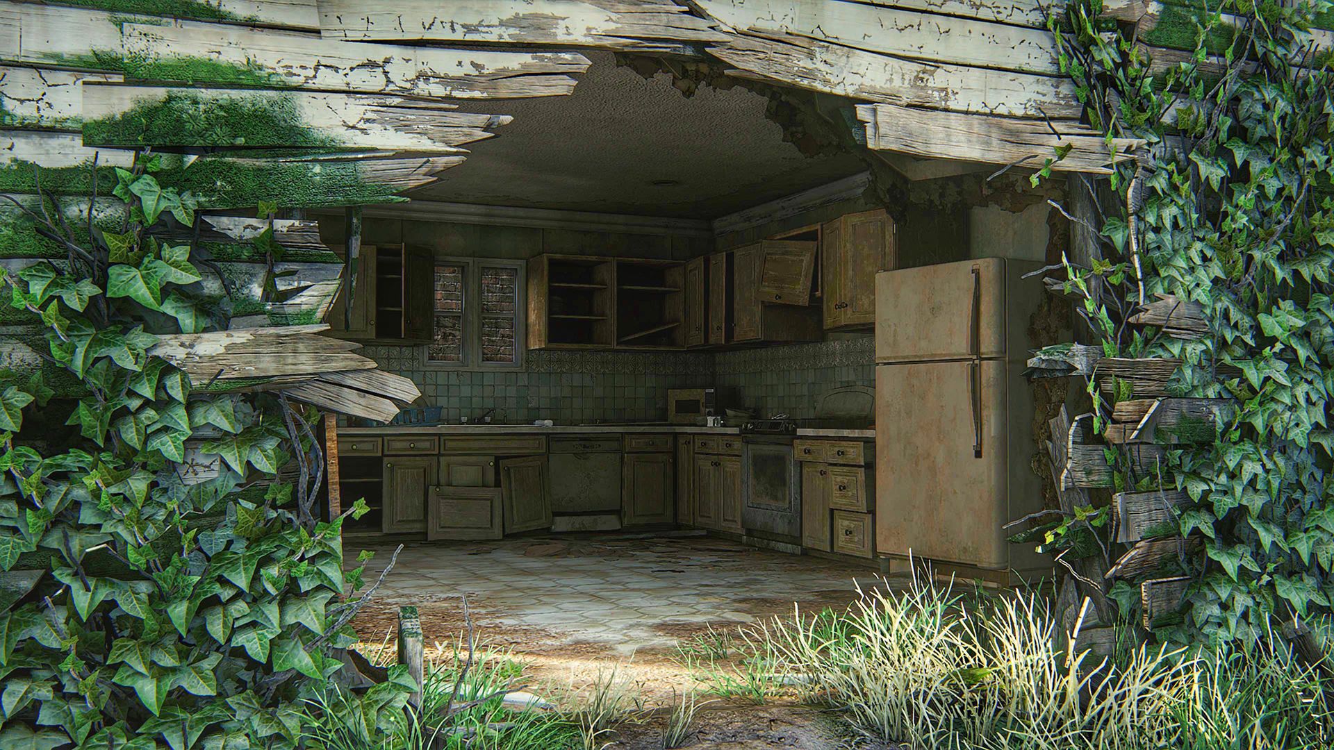 دیوار یک آشپزخانه فرو ریخته است، بازی the last of us