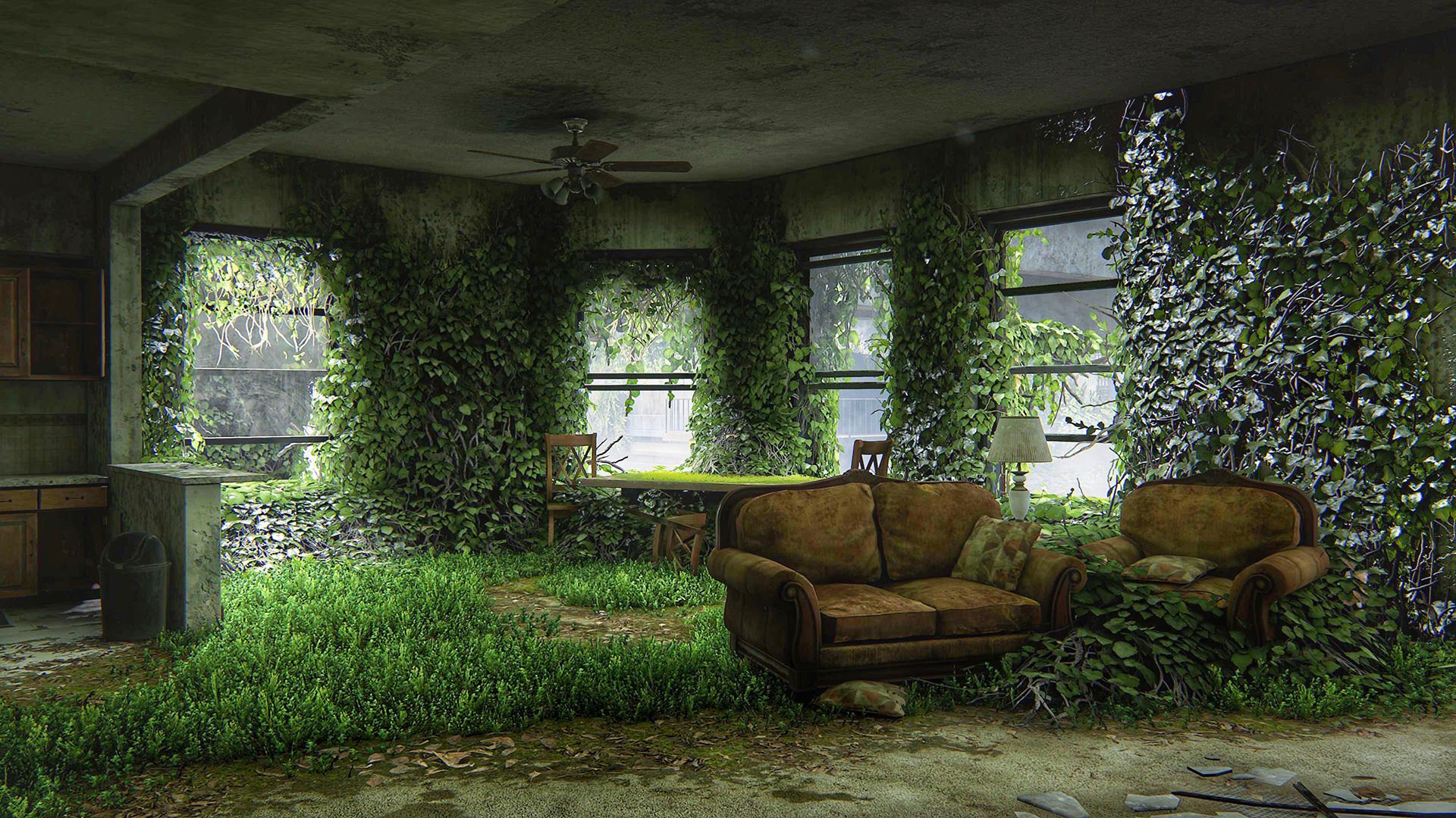 اتاقی پوشیده از گیاهان در بازی the last of us