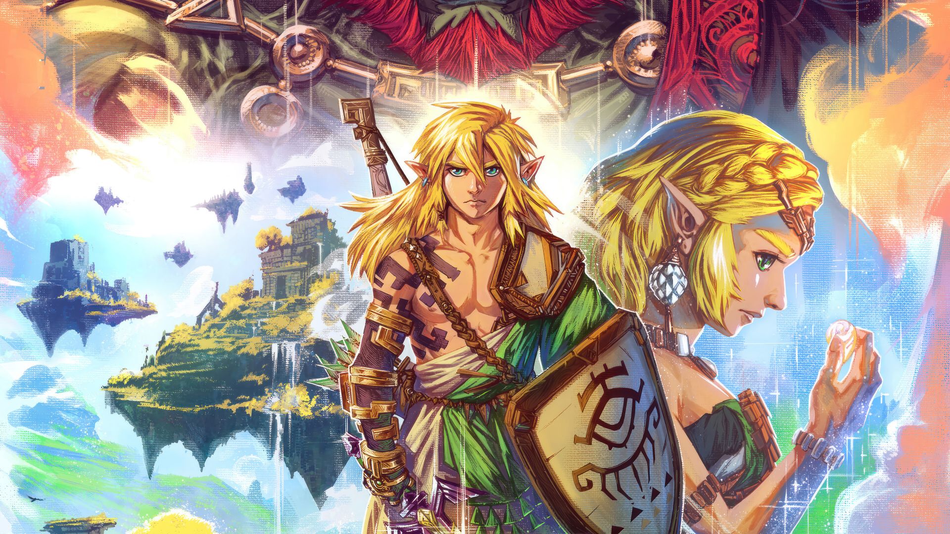 یک فن آرت زیبا و جذاب از شخصیت‌های بازی The Legend of Zelda: Tears of the Kingdom