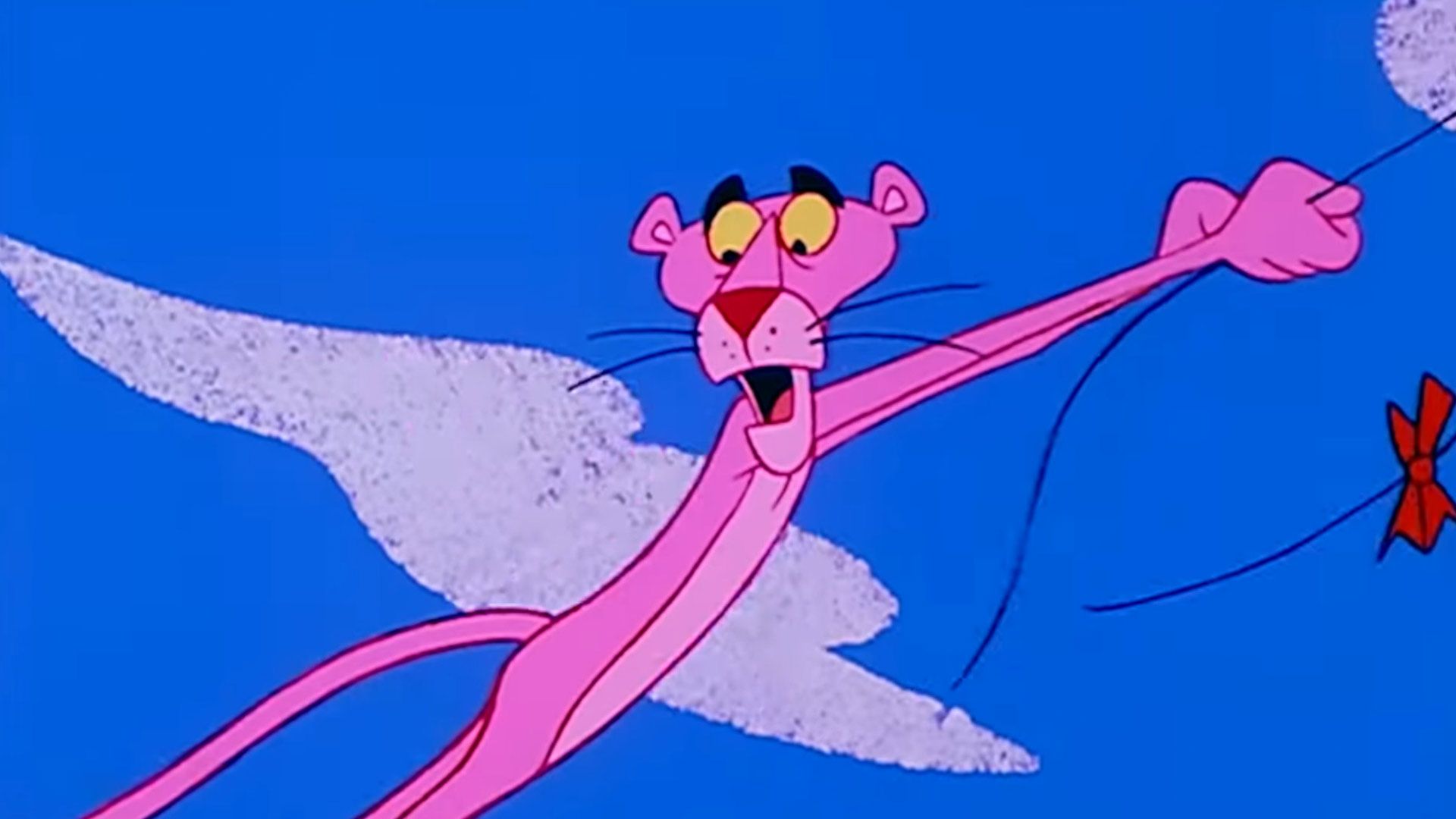 پلنگ صورتی در حال پرواز کردن در کارتون The Pink Panther