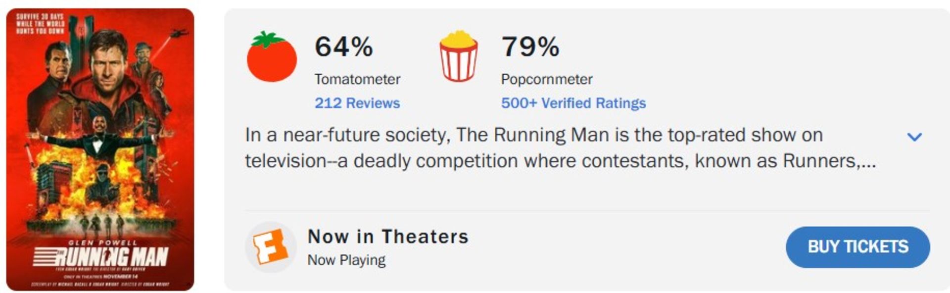 میانگین نقدهای فیلم The Running Man در راتن تومیتوز