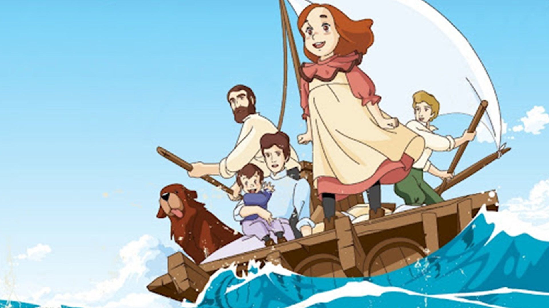 فلون روی کشتی در کارتون The Swiss Family Robinson: Flone of the Mysterious Island