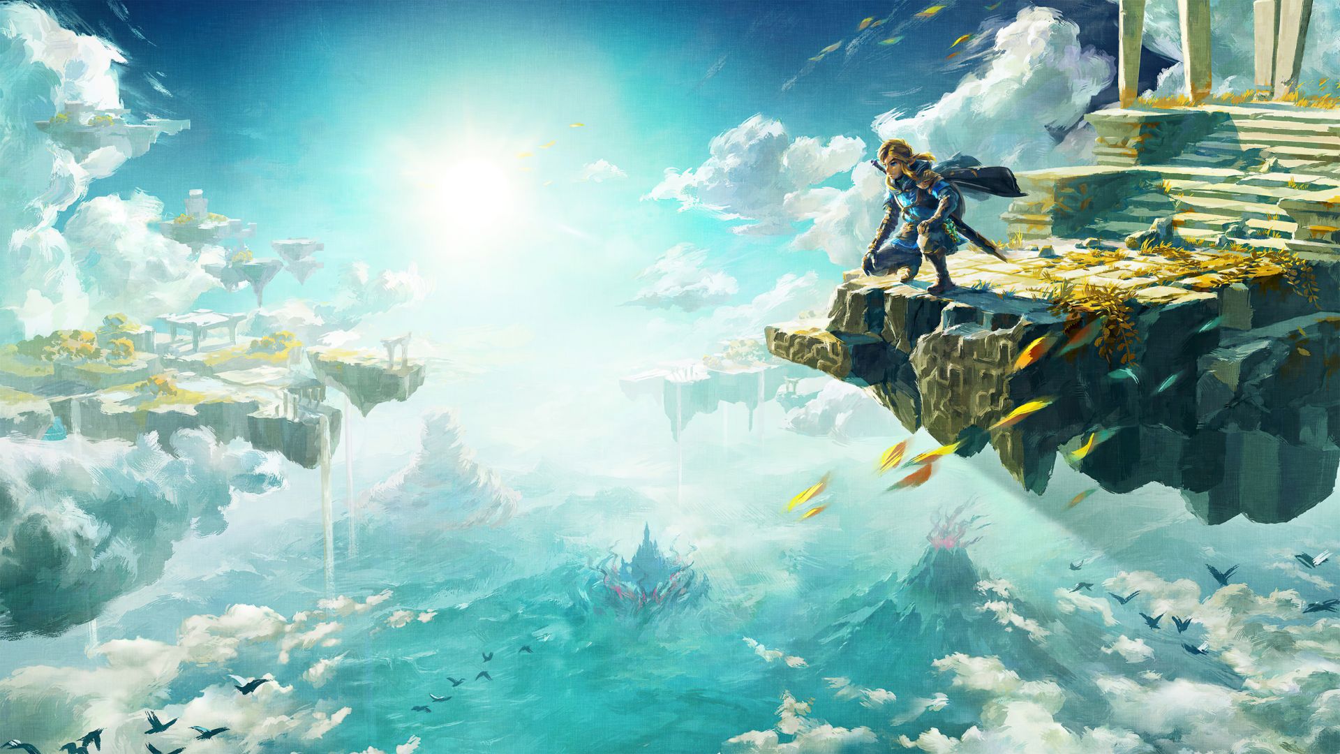 لینک (Link) در حال تماشای جهان وسیع بازی The Legend of Zelda: Tears of the Kingdom