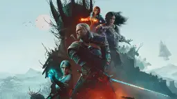 شخصیت‌های بازی The Witcher 3: Wild Hunt - Remastered در مقابل قلعه‌ای مه‌آلود
